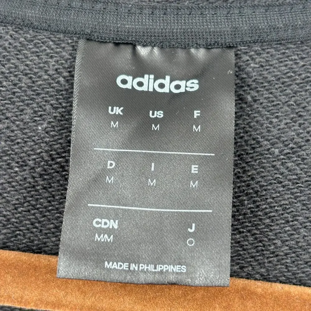 Adidas Hooded Sweatshirt‎ Men's M Black White Allover Spellout Print Hoodie
